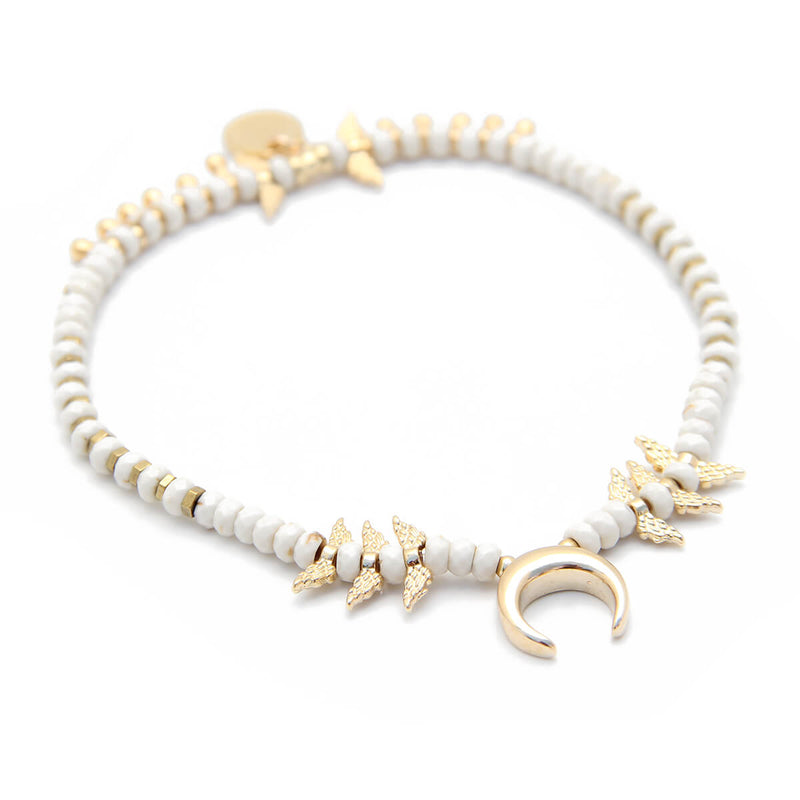 Mona Anklet - White, Gold Plated