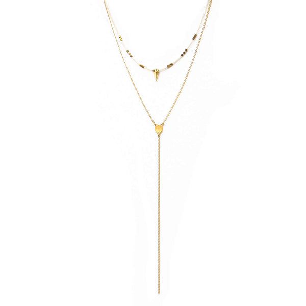 Rocky Necklace - White & Gold Plated