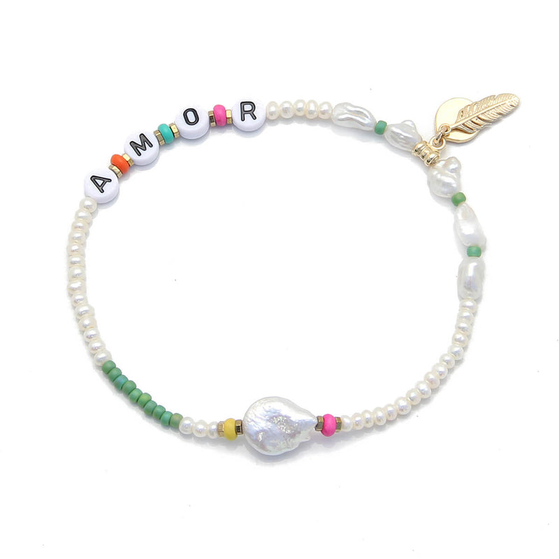 Sofia Anklet - Pearls, Pink, Turquoise, Gold Plating