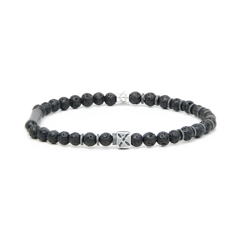 X Bracelet - Men - Black & Silver Plated