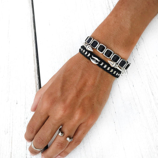 Karni Craft | Bracelet for woman - Black & Silver Bracelets Stack